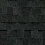 Color sample of Owens Corning Onyx Black architectural shingles.
