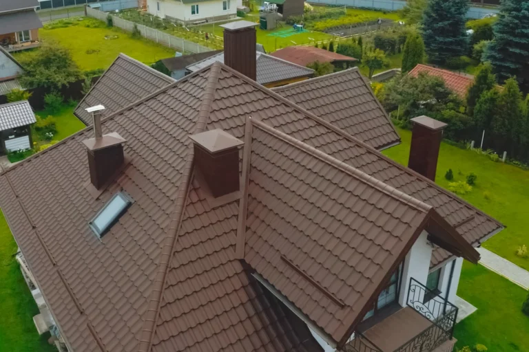 house brown metal roof and ventilation