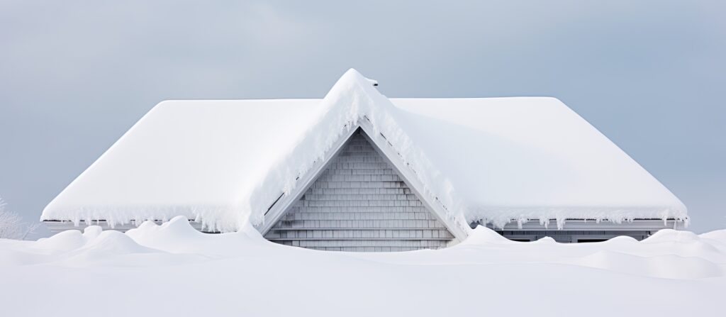 A snow-covered roof, creating a picturesque winter scene.